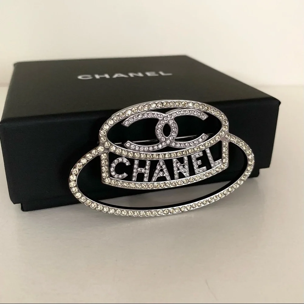 Chanel crystal hat brooch pin